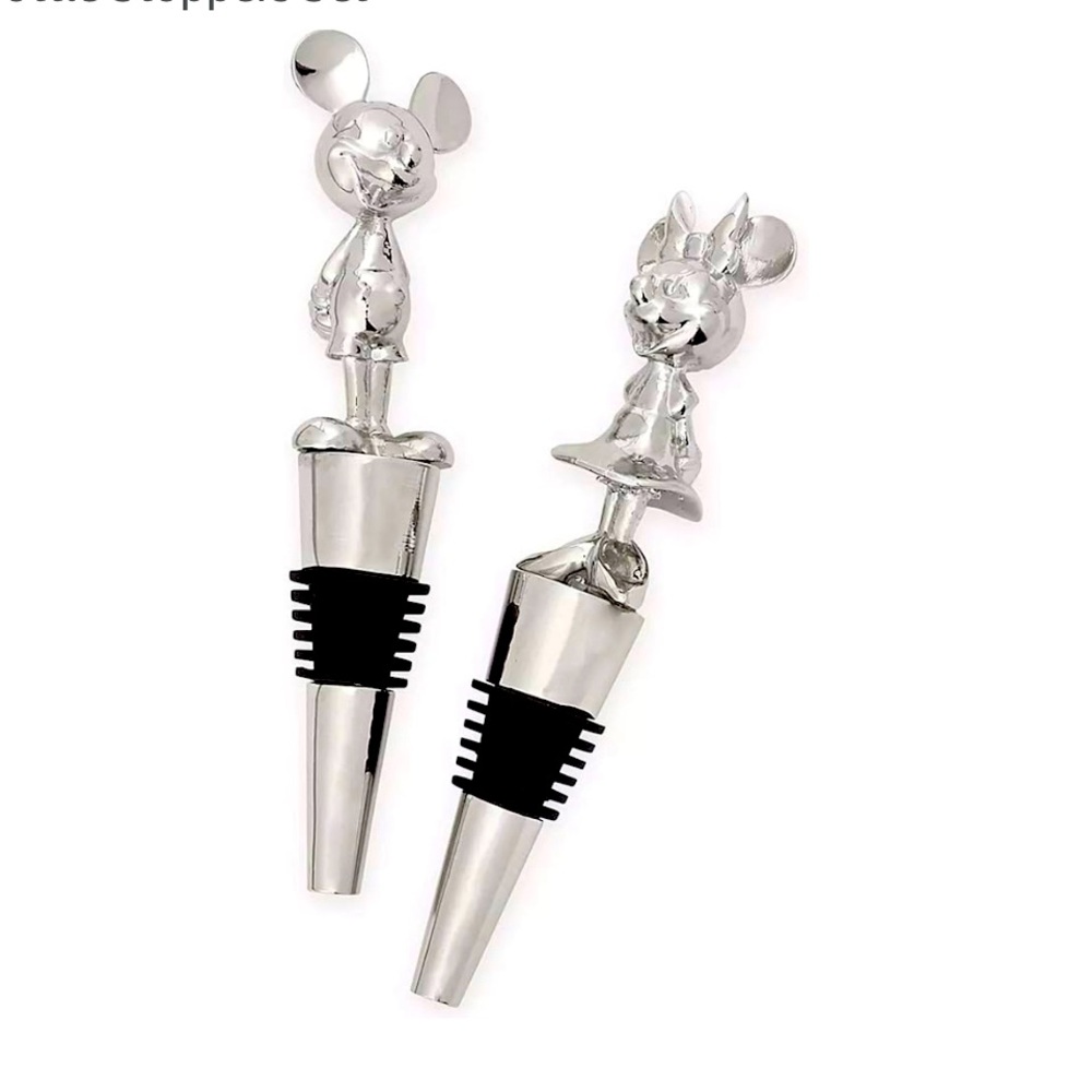 Disney Parks Exclusive - Mickey & Minnie Silver Stainless Steel Bottle Stoppers